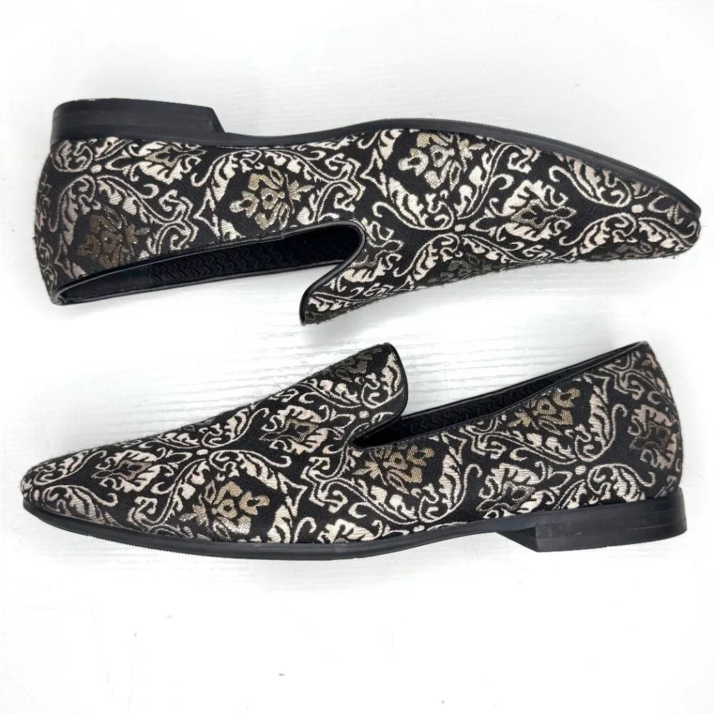 Giorgio Brutini Callas Metallic Slip On Dress Loafers Mens 8.5 M Black Gold